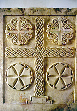 Byzantine relief from 9th to 13th century at Byzantine Museum, Athens. Greece.