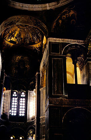 Katholikon pilgrimage church, circa 11th century was built over tomb of Luke the Hermit in Ossios Loukas. Greece.