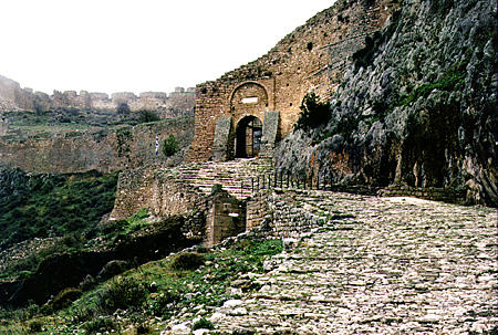 Fortifications of Acrocorinth. Greece.