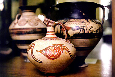 Mycenaean grave goods dating from 13th century BC in Archeology Museum in Nafplion. Greece.