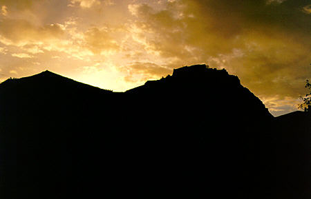 Sunrise over citadel and city of Nafplion (Nafplio). Greece.