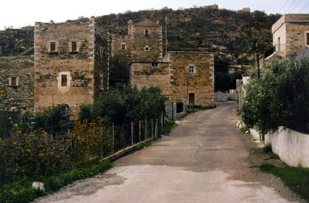 Regional style towers of stone in Vathia on Mani Peninsula. Greece.