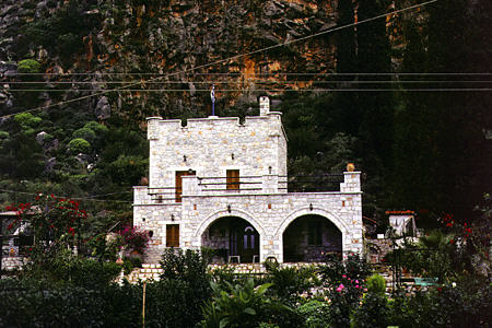 Modern tower house in Itilo, Mani Peninsula. Greece.