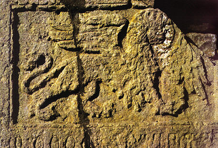 Venetian Lion of St Marks embedded in citadel wall, Methoni. Greece.