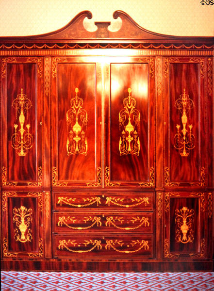 Inlaid cupboard in Muckross House, near Killarney. Ireland.