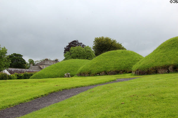 Neolithic satellite tombs at Knowth. Ireland.