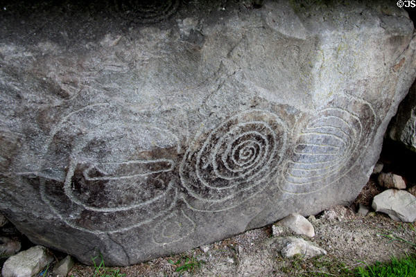 Neolithic carved stone designs at Knowth. Ireland.