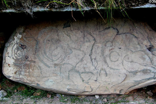 Neolithic carved stone designs at Knowth. Ireland.