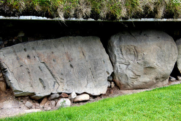 Neolithic carved stone arrangement at Knowth. Ireland.