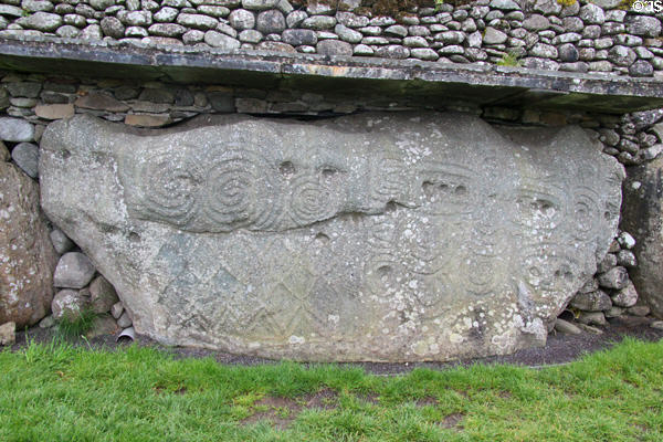 Megalithic carving at Newgrange. Ireland.