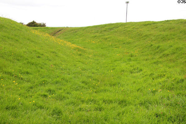 Section of ancient circular trench atop Hill of Tara. Ireland.
