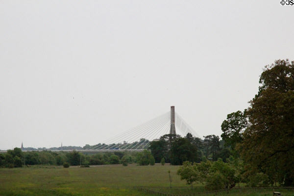 Cable road bridge seen from Battle of the Boyne museum. Ireland.