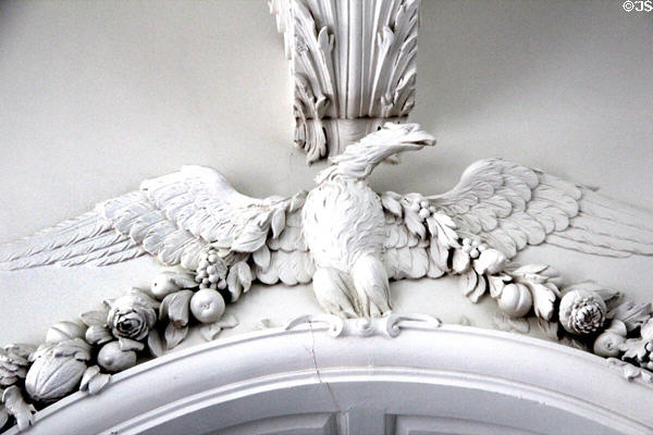 Plasterwork eagle with garland by Filippo Lafranchini at Castletown House. Ireland.