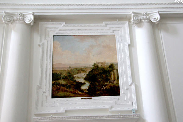 Wall painting of Leixlip Castle at Castletown House. Ireland.