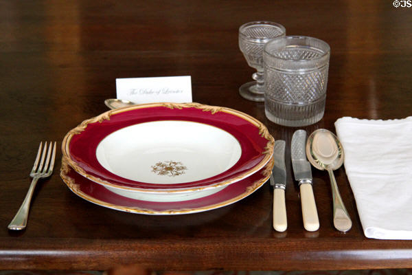 Dining room place setting at Castletown House. Ireland.
