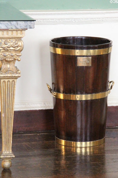 Wood & brass bucket used for peat fuel at Castletown House. Ireland.