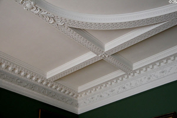 Sculpted plaster ceiling by Isaac Ware in dining room at Castletown House. Ireland.