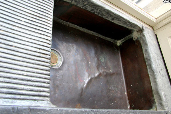 Flexible zinc sink used to protect china from chipping at Castletown House. Ireland.