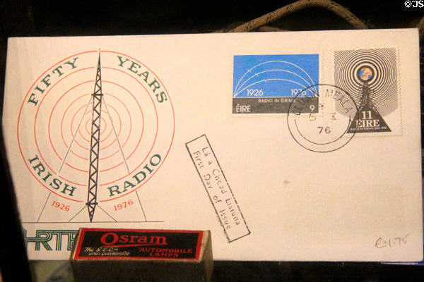 Fifty Years of Irish Radio stamps (1976) at Hurdy Gurdy Museum of Vintage Radio. Howth, Ireland.
