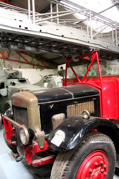 Merryweather fire ladder truck with extendable ladder on turntable (1936-72) at National Transport Museum. Howth, Ireland.