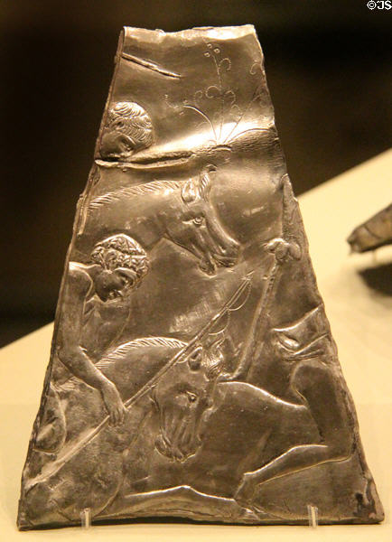 Roman inscribed metalwork used as votive offering (2nd-4thC CE) from Newgrange at National Museum of Ireland Archaeology. Dublin, Ireland.