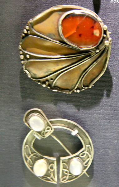 Irish-style brooches (late 19th-20thC) at National Museum Decorative Arts & History. Dublin, Ireland.