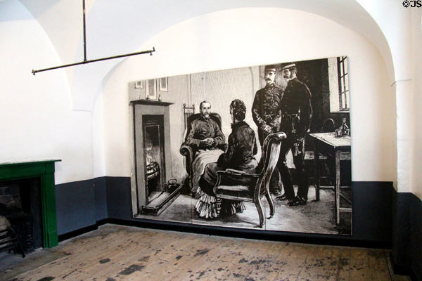 Cell from which prisoner Charles S. Parnell negotiated (1882) Kilmainham Treaty with British prime minister William Ewart Gladstone to settle farm land rent issues at Kilmainham Gaol. Dublin, Ireland.