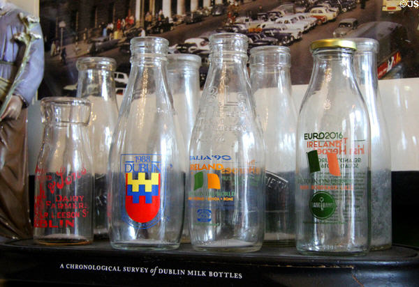Dublin milk bottles at Little Museum of Dublin. Dublin, Ireland.