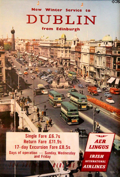 Aer Lingus poster for Edinburgh-Dublin flight at Little Museum of Dublin. Dublin, Ireland.