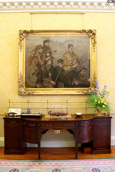 IRA Column painting over desk in council of state room at Aras an Uachtarain. Dublin, Ireland.