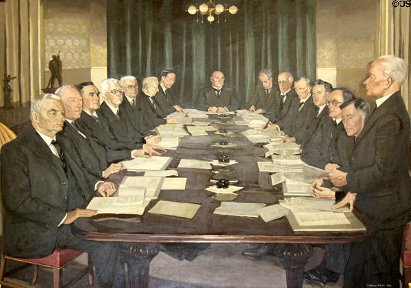 First meeting of Council of State Jan. 8, 1940 painting at Aras an Uachtarain. Dublin, Ireland.
