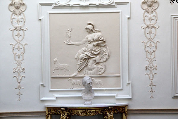 Neoclassical panel by Lafranchini Brothers in state corridor at Aras an Uachtarain. Dublin, Ireland.