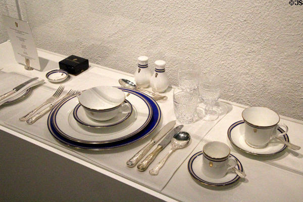 Presidential China table service & silverware at Aras an Uachtarain. Dublin, Ireland.