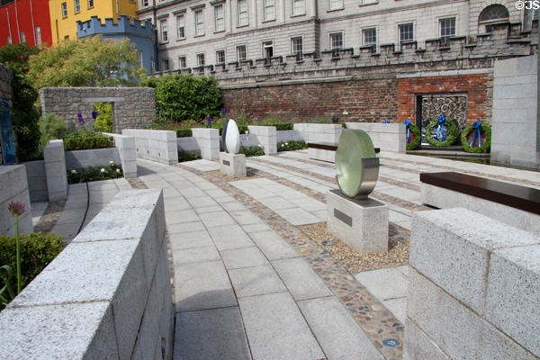 Garda (police) Memorial Gardens in Dubblinn Gardens at Dublin Castle. Dublin, Ireland.
