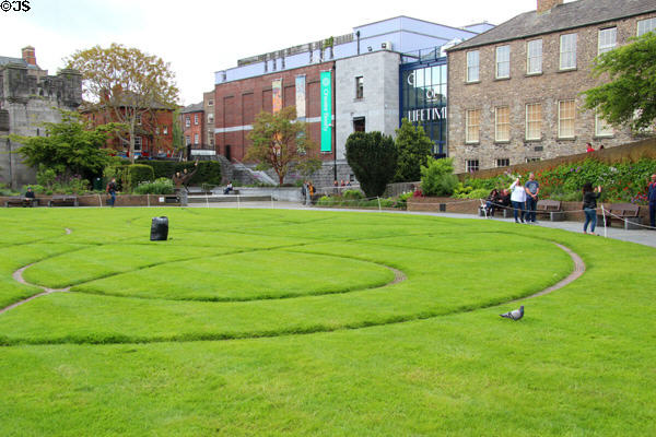 Chester Beatty Museum over Dubblinn Gardens at Dublin Castle. Dublin, Ireland.