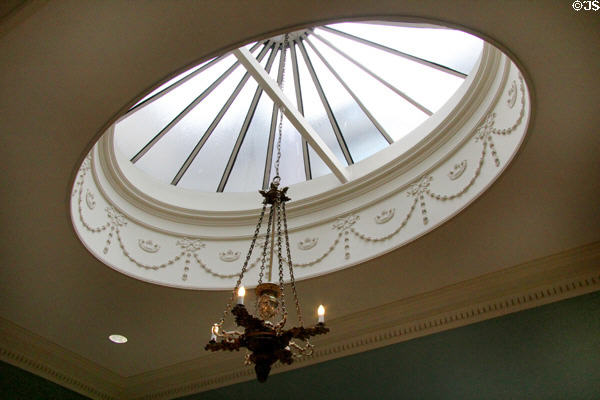 Skylight & lamp in State Corridor at Dublin Castle. Dublin, Ireland.