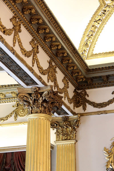 Neoclassical columns in throne room (18thC) at Dublin Castle. Dublin, Ireland.