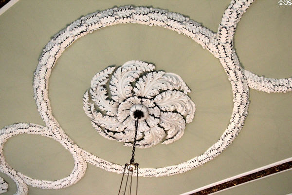 Dining room ceiling decoration at Dublin Castle. Dublin, Ireland.