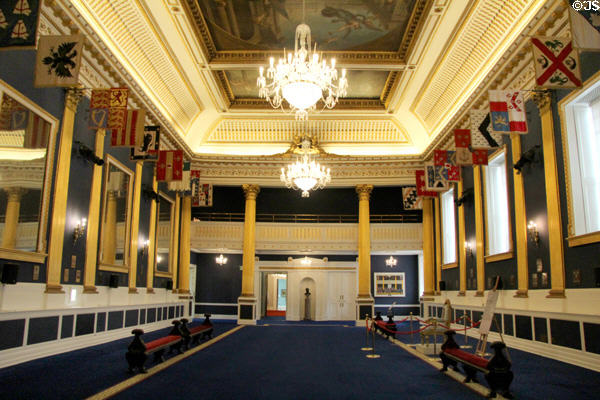 St Patrick's Hall where Ireland's Presidents are inaugurated at Dublin Castle. Dublin, Ireland.