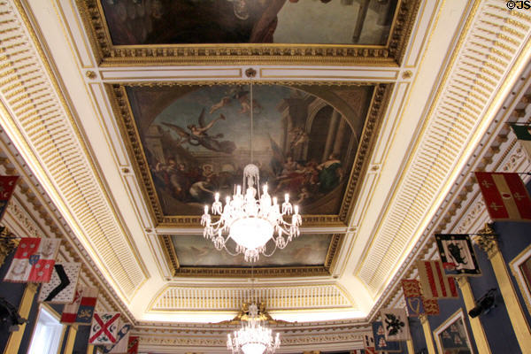 Painted ceiling (c1790) by Vincenzo Waldré in St Patrick's Hall at Dublin Castle. Dublin, Ireland.