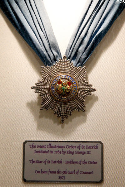 Order of St Patrick badge at Dublin Castle. Dublin, Ireland.