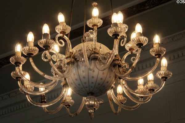 Glass chandelier at Dublin Castle. Dublin, Ireland.
