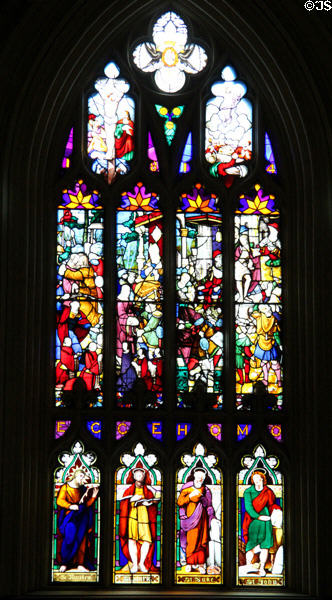 Evangelists stained glass window in Chapel Royal at Dublin Castle. Dublin, Ireland.