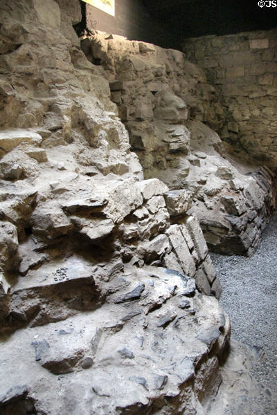 Viking walls beneath Dublin Castle. Dublin, Ireland.