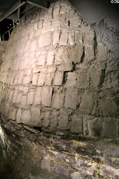 Viking walls beneath Dublin Castle. Dublin, Ireland.