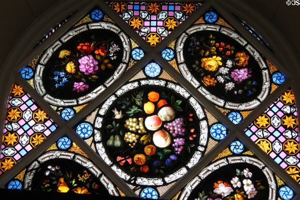Painted glass (c18thC) in entrance hall at Rathfarnham Castle. Dublin, Ireland.