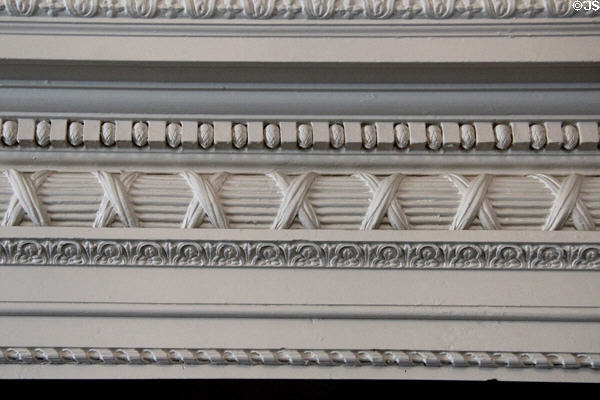 Neoclassical decorative trim detail in ante room (waiting room) at Rathfarnham Castle. Dublin, Ireland.
