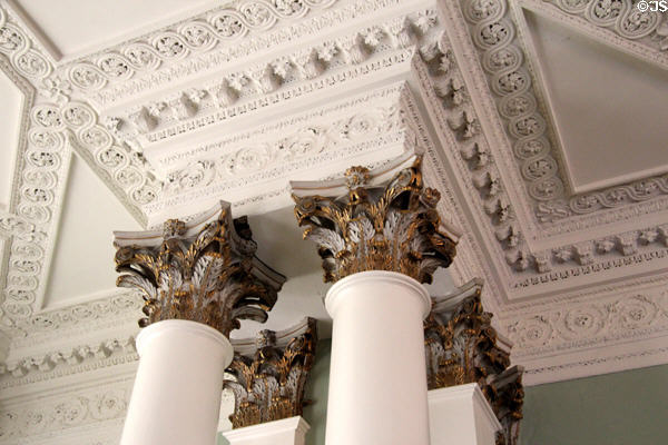 Neoclassical details of ball room at Rathfarnham Castle. Dublin, Ireland.