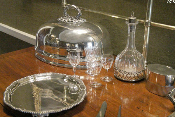 Silver serving dishes & glassware at Emo Court. Ireland.