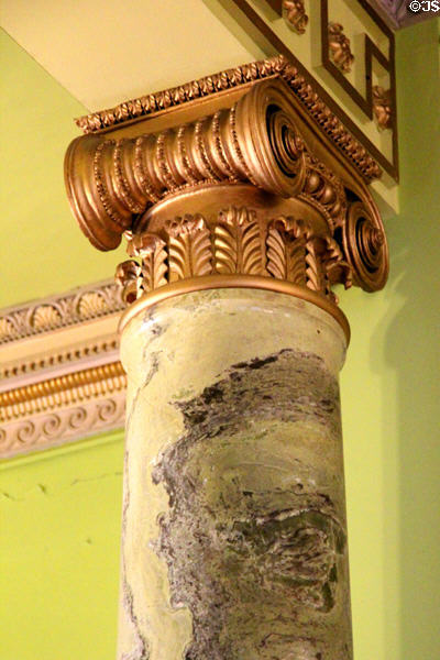 Enhanced Ionic order capital in drawing room at Emo Court. Ireland.